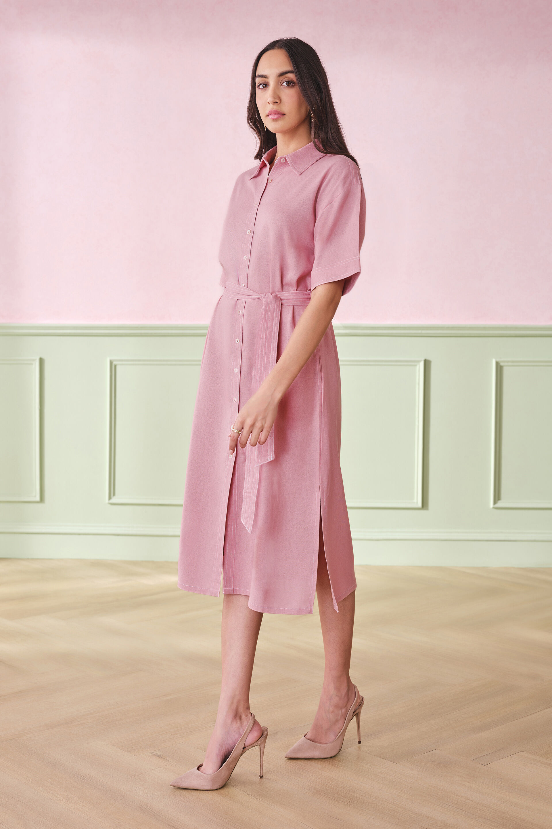 Boardroom Pink Rayon Blend Dress, Pink, image 4
